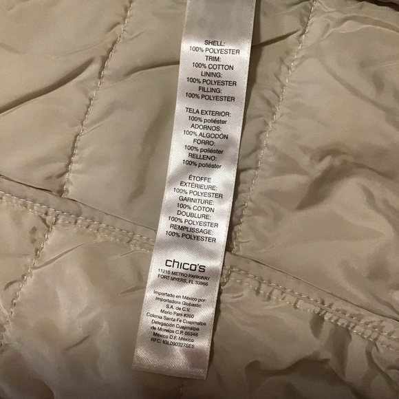 Chico’s Polka-Dot Puffer Vest Beige Full Zip - Picture 8 of 9